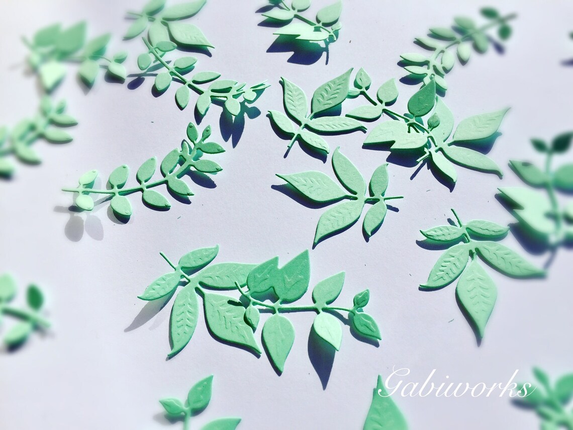 54 Pcs. Mixed LEAVES Die Cut Paper Leaves Paper Confetti Etsy