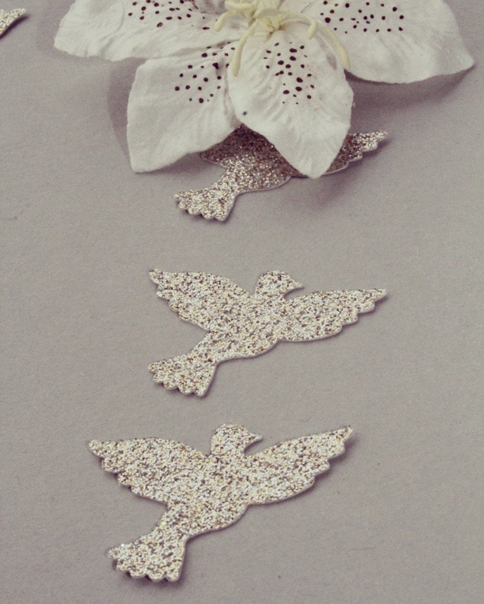 Glitter Dove Paper Punch/ Dove Paper Die Cut/ GLITTER Doves/ Etsy