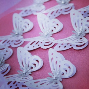 Glitter White Butterflies/ 3D Paper Butterflies/ Butterflies DIE CUT/ Paper confetti/ Butterflies for scrapbooking/ Party décor/Wedding/ image 3