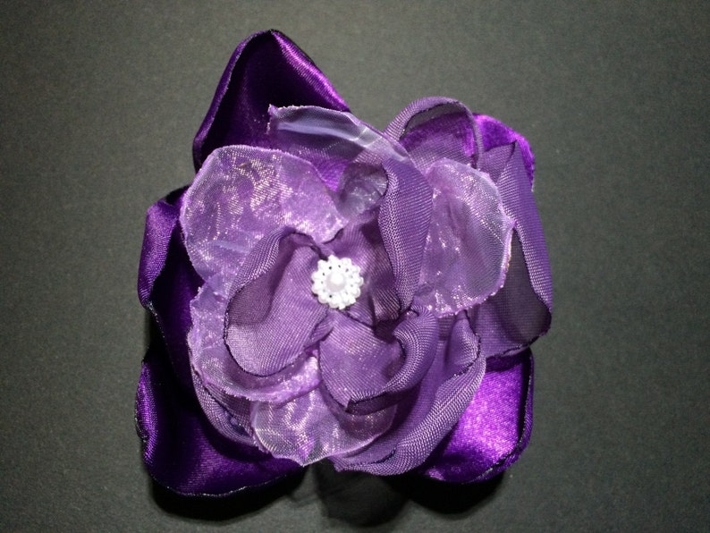 Purple FABRIC FLOWER, Handmade fabric flower, Brooch, Purple Flower Brooch, Clothes accessories, Purple Flower image 4