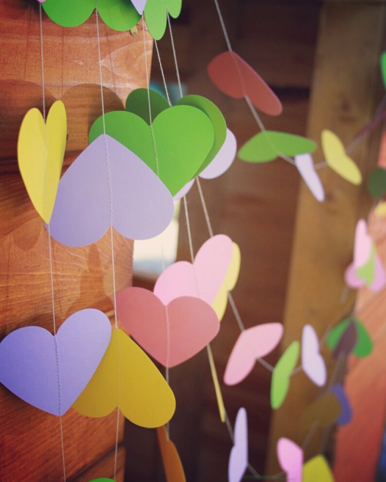 Colorful Paper Heart Garland Birthday garland Wedding GARLAND Party d\u00e9cor Bright Garland Pink GarlandBridal ShowerRoom decoration
