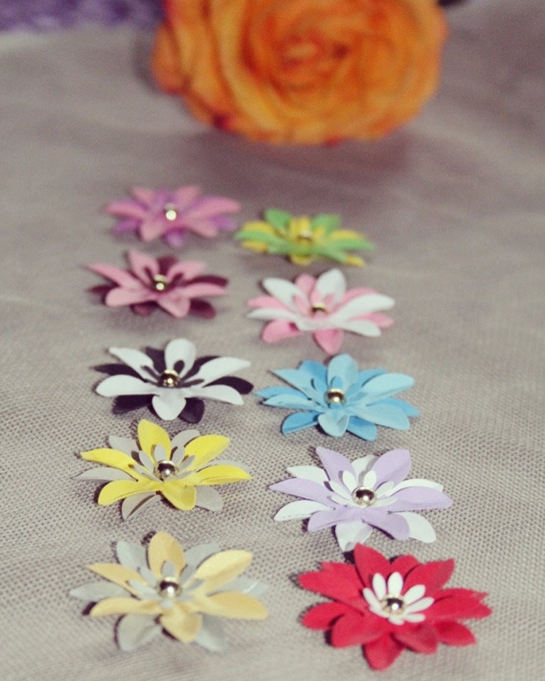50 Pieces Colorful FLOWERS Die Cut/ Handmade Paper Etsy