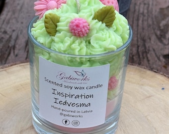 Kerze grün| Blumen Soja Kerze| Sojakerzen im Glas| Aromatherapie-Duftkerze| Süße Kerze|