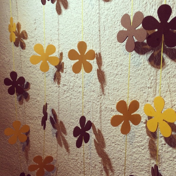 Yellow/Brown FLOWER garland, Party Paper garland, Home decoration, Easter DECOR, Birthday decor, Baby Shower Supplies, Paper Flower GARLAND.