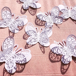 25 piezas. Mariposas blancas / Mariposas de papel / Mariposas DIE CUT / Confeti de papel / Mariposas para scrapbooking / Decoración de fiestas / Decoración de bodas /