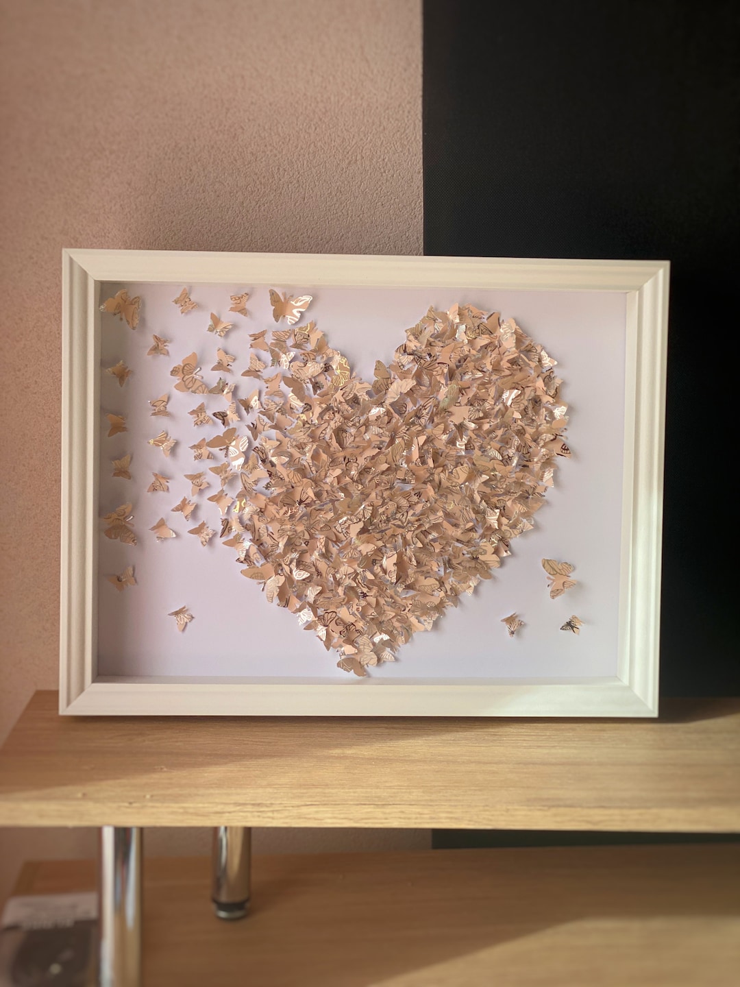 Beige/white Butterflies Heart Wall Decor for Girls Room| 3D Paper Art ...