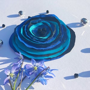 Blue FABRIC FLOWER, Handmade Fabric Flower, Brooch, Blue Flower Brooch, Clothes, Jewellery, Blue Flower, Wedding Brooch.