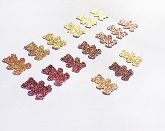 50 pieces Glitter Teddy BEAR Die Cut, Glitter Paper BEARS, Paper confetti, Bears for scrapbooking, Party décor, Baby Shower Confetti.