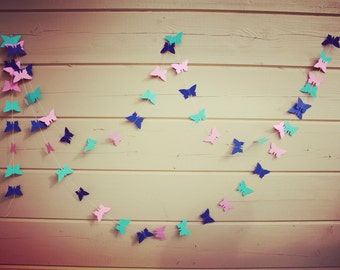 Colorful Paper BUTERFLIES Garland/ Birthday garland/ Wedding BACKDROP/ Party décor/Birthday Mobile/Bridal Shower/Room decoration/