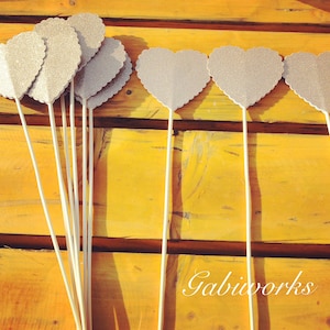 Glitter Bronze Birthday Centerpieces/Table Centerpieces/ Glitter Scalloped Hearts Centerpieces/ Party decor/