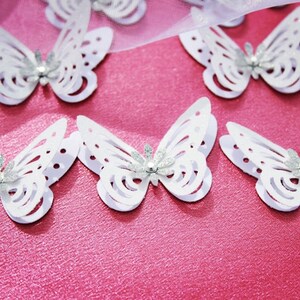 Glitter White Butterflies/ 3D Paper Butterflies/ Butterflies DIE CUT/ Paper confetti/ Butterflies for scrapbooking/ Party décor/Wedding/ image 4