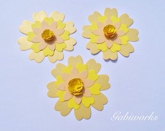 10 pieces Matt Gold FLOWERS Die Cut, Yellow FLOWERS, FLOWERS for scrapbooking, Medium Flowers, Wedding table décor, Baby Shower Confetti