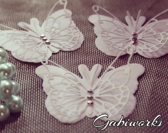 WHITE “ 12 Butterflies/ Paper Butterflies/ Butterflies DIE CUT/ Paper confetti/ Butterflies for scrapbooking/Party décor/Wedding décor/