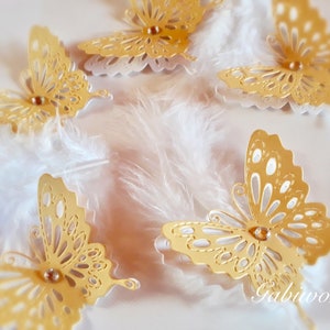 30 Stück Gold Schmetterlinge/ Schmetterlinge für Scrapbooking/ Papier Schmetterlinge/ Schmetterlinge DIE CUT/ Papier Konfetti/ Hochzeitsdeko/
