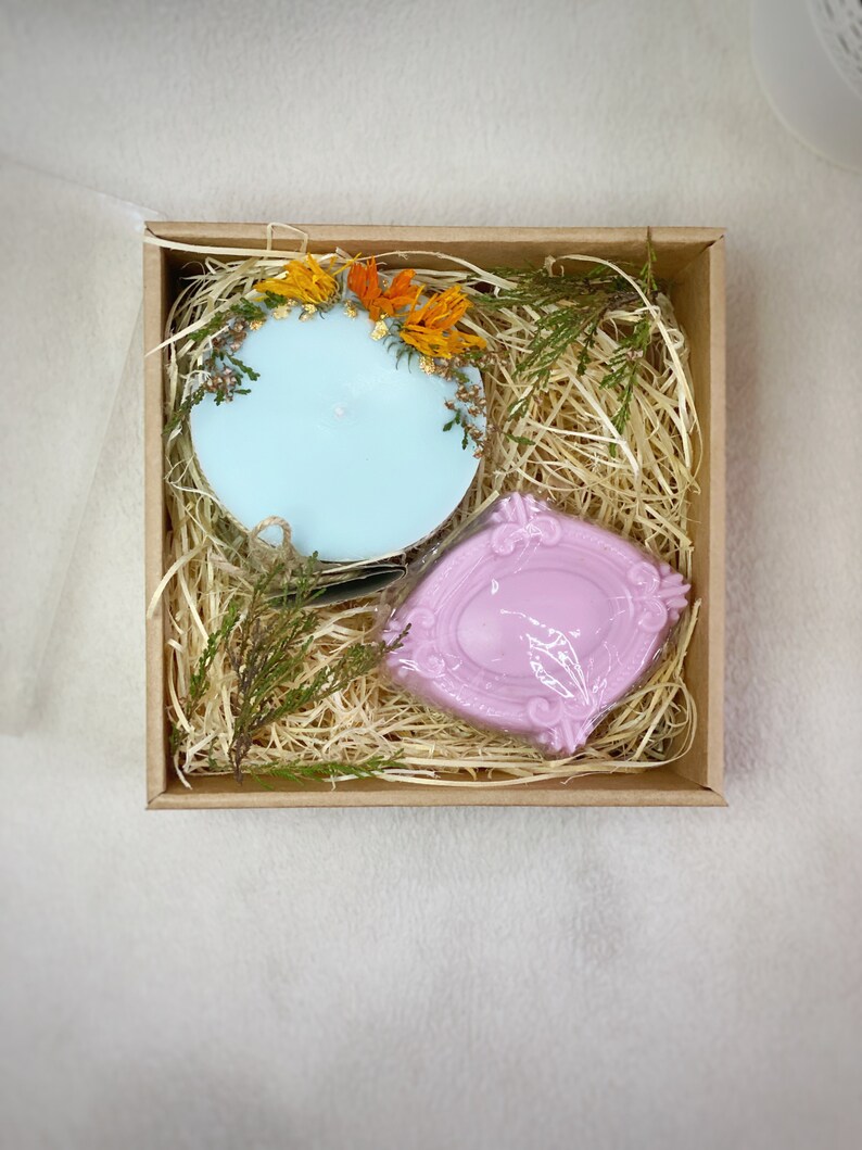 100% Organic Gift Set of 2 | One Soy Candle, Natural Soap/ Eco Gifts ...