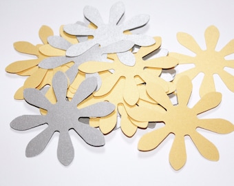 Matt Gold Flowers Die Cut, Paper FLOWERS, Paper confetti, Flowers for scrapbooking