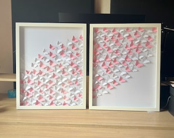 2 Pcs Paper Butterfly Shadow Box| 3D Paper Art| Butterfly Frame| Romantic Wall Art|