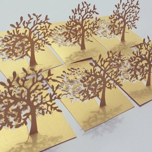 30 PSC. Decorazione tavolo albero oro opaco, decorazione tavolo nuziale, segnaposto, segnaposto albero carta oro opaco segnaposto carto, decorazione di nozze