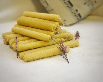 Lot de 2 bougies piliers en cire d'abeille écologique 100 % pure, écologiques, bougies en cire d'abeille faites main