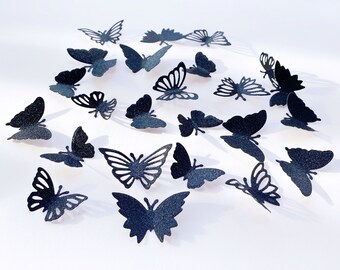 36 pcs. Glitter Butterflies/ Paper Butterflies/ Butterflies DIE CUT/ Paper confetti/ Party décor/Glitter Butterflies