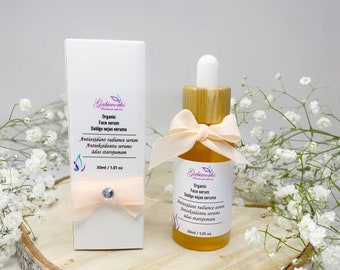 Organiczne antyoksydacyjne serum do twarzy, rozświetlające skórę (30 ml)