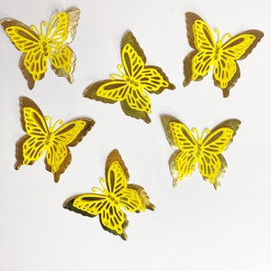 25 pz. Farfalle gialle oro/ Farfalle di carta/ Farfalle DIE CUT/