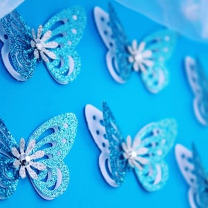Farfalle BLU glitterate/ Farfalle di carta 3D/ Farfalle DIE CUT/ Coriandoli di carta/ Farfalle per scrapbooking/ Decorazioni per feste/ Decorazioni per matrimoni