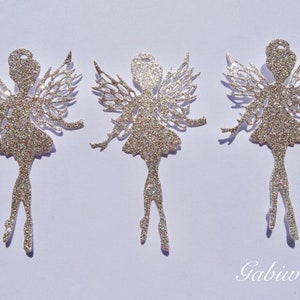 Glitter FAIRY Die Cut, Glitter Silver Fairy, Papieren confetti, Fairy voor scrapbooking, Party decor, Baby Shower Confetti, Evenement decoratie
