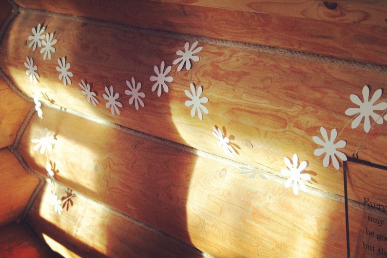 WHITE Paper FLOWERS Garland Birthday garland Wedding BACKDROP Party d\u00e9cor White GarlandBridal ShowerRoom decoration