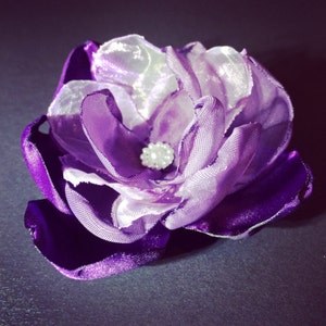 Purple FABRIC FLOWER, Handmade fabric flower, Brooch, Purple Flower Brooch, Clothes accessories, Purple Flower image 1