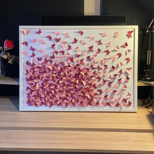 Farfalle rosa mix Wall ART, Arte di carta 3D, Decorazioni fatte a mano, Decorazioni per la casa, Arte delle farfalle, Arte delle farfalle selvatiche, Pittura delle farfalle