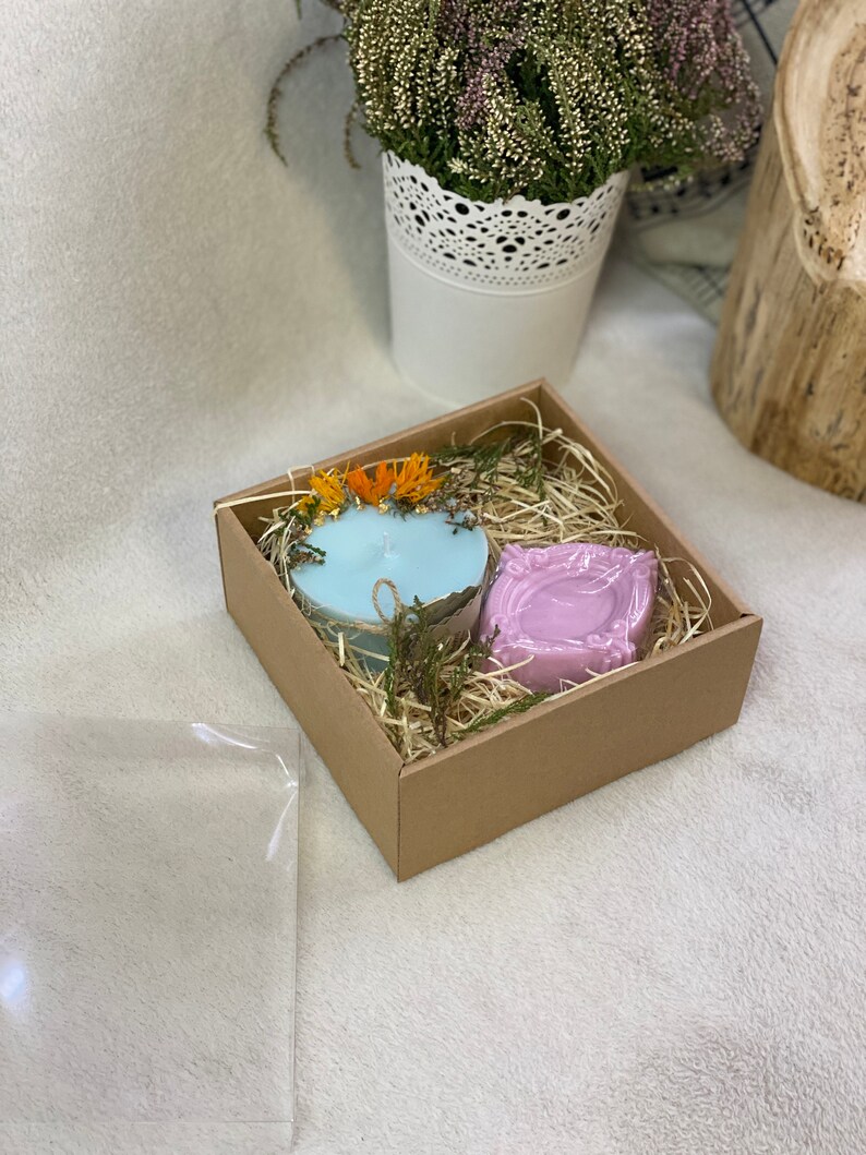 100% Organic Gift Set of 2 | One Soy Candle, Natural Soap/ Eco Gifts ...