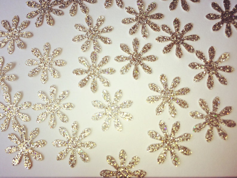 50 psc. Glitter Flowers Glitter Flowers Paper Die Cut Etsy