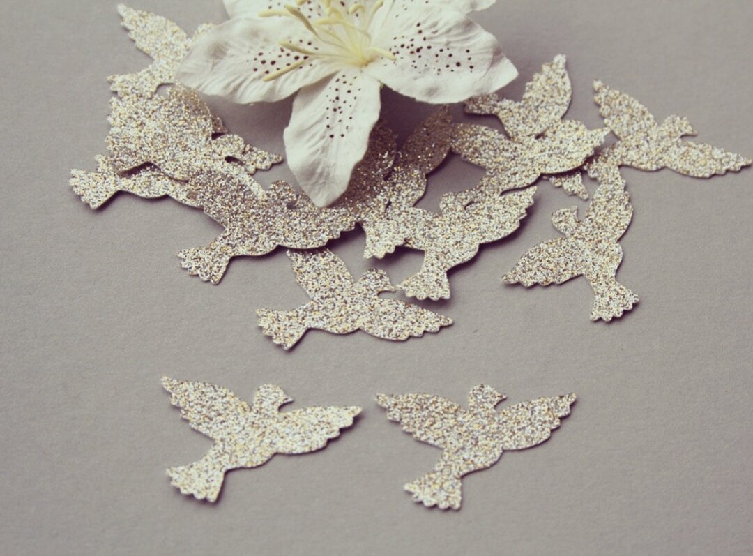 Glitter Dove Paper Punch/ Dove Paper Die Cut/ GLITTER Doves/ Etsy