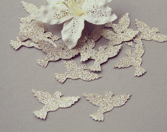 Glitter Dove Paper Punch/ Dove Paper Die Cut/ GLITTER Doves/ Doves for scrapbooking/ Party décor/ Baby Shower Confetti/Wedding décor/