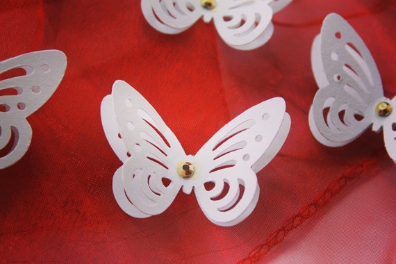 50 White Butterfly Die Cuts - Paper Butterfly
