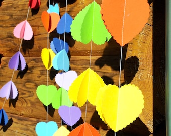 3D Paper Scalloped Hearts Garland/ Colorful Garland/ Graduation party decoration/ 3D Wall Art/Party GARLAND/ Custom Colors/