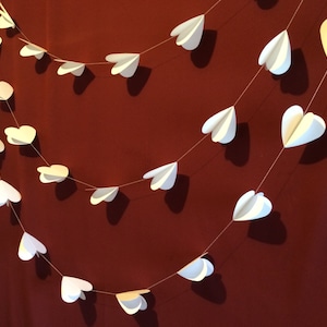 White Paper 3-D Heart GARLAND/ Ghirlanda di compleanno/ Decorazioni per addio al nubilato/ Decorazione per feste/ Ghirlanda di nozze