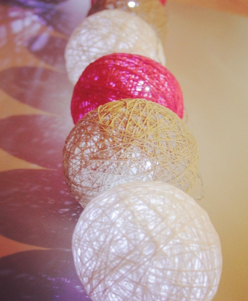 Kid Room LED 2010 MIX Cotton Balls String Wedding decor Handmade Cotton Light Balls WhitePinkGrey Cotton Balls Fairy d\u00e9cor