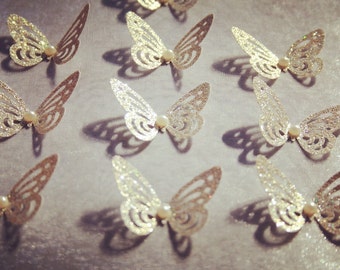 30 pieces Glitter Butterflies/ Paper Butterflies/ Butterflies DIE CUT/ Paper confetti/ Butterflies for scrapbooking