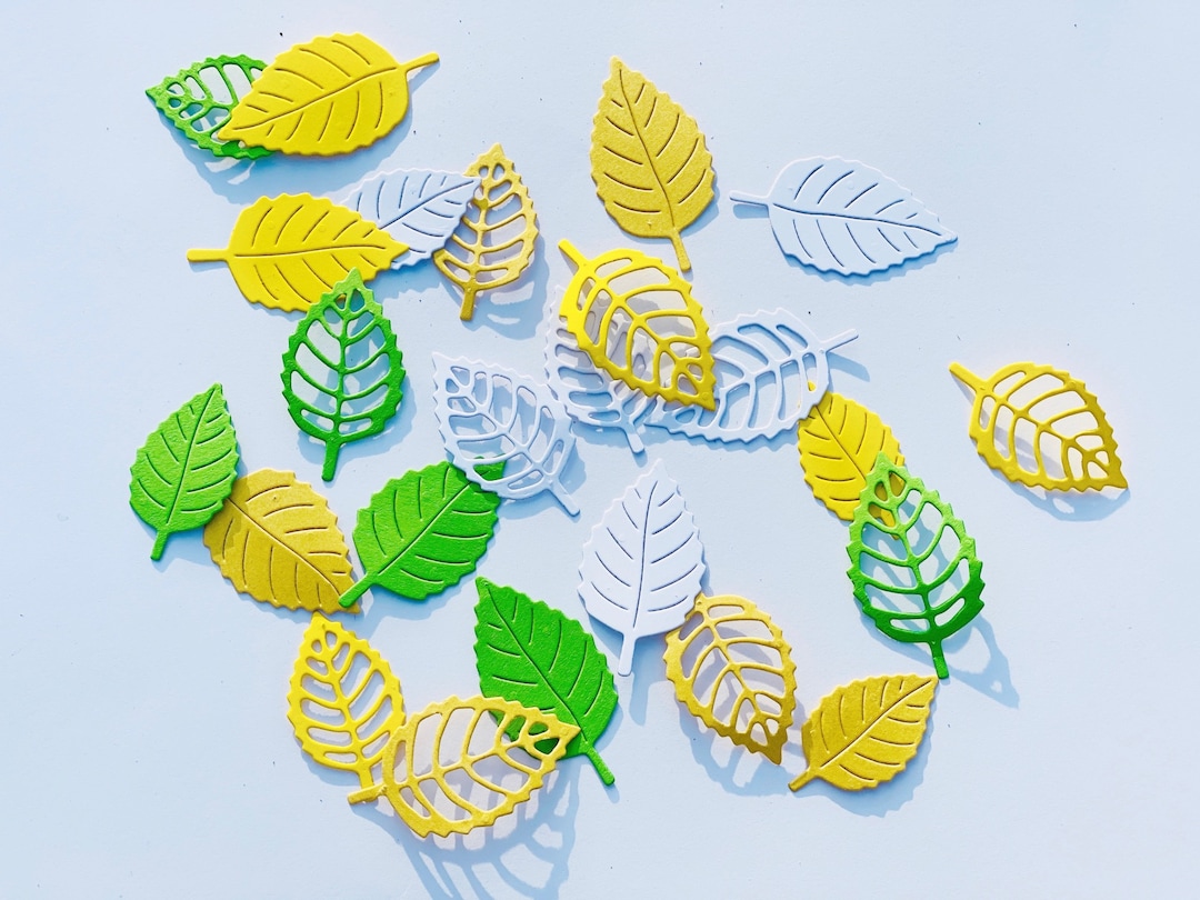 60 Pcs. Mixed LEAVES Die Cut, Paper Leaves, Paper Confetti, Party Décor