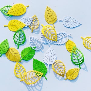 60 pièces Feuilles mélangées découpées, feuilles de papier, confettis en papier, décor de fête, confettis de douche de bébé, décors