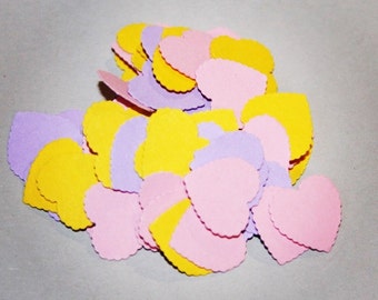 Small Scalloped Paper Hearts, Paper Die Cut, Paper confetti, Hearts for scrapbooking, Party decor, Baby Shower Confetti