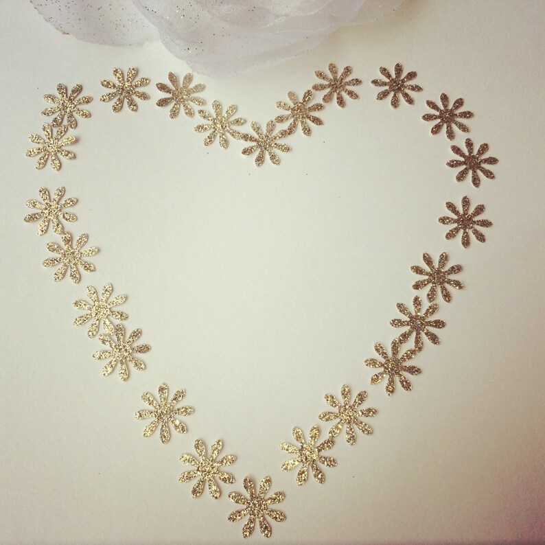 50 psc. Glitter Flowers Glitter Flowers Paper Die Cut Etsy