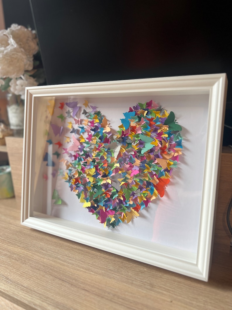 Butterfly Heart 3D Paper Art - Multicolored Wall Decor - Etsy