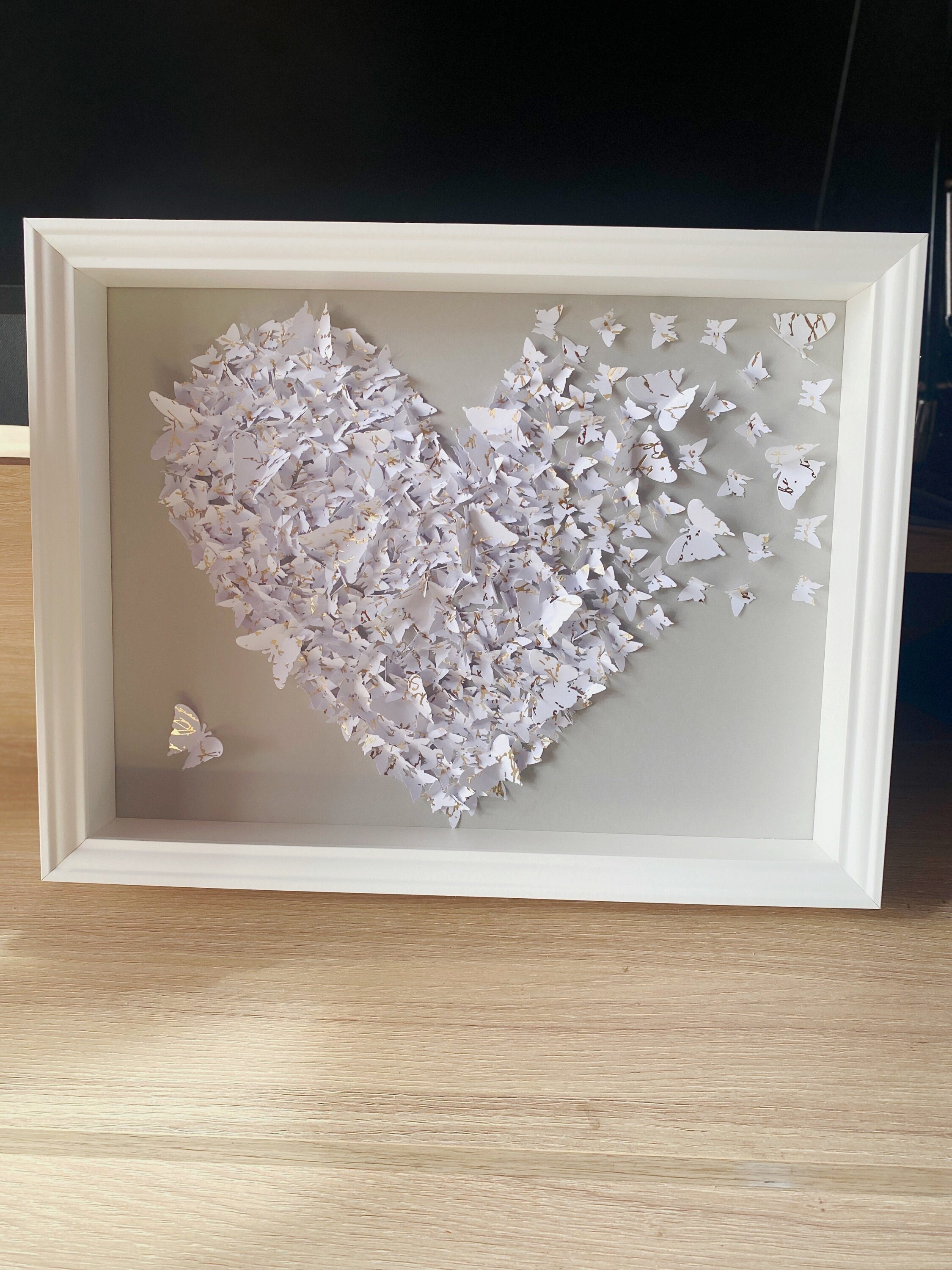 3D Butterflies Heart WALL ART| Butterfly Heart Frame| Love Artwork ...