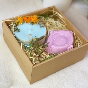 100% Organic Gift Set of 2 | One Soy Candle, Natural Soap/ Eco Gifts ...
