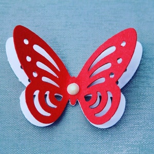 3D RED and White Butterflies/ Paper Butterflies/ Butterflies DIE CUT ...
