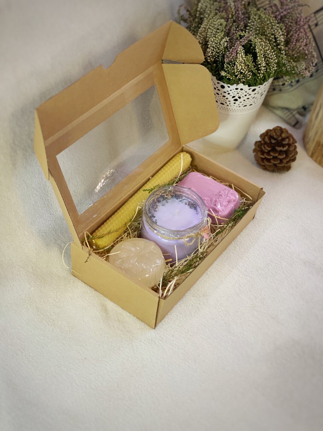 100% Organic Gift Set of 4 | One Soy Candle, Premium Natural Soaps ...