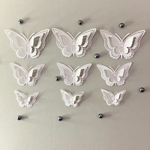 3 papillons blancs de taille/papillons en papier 3D/papillons DIE CUT/papillons pour le scrapbooking/